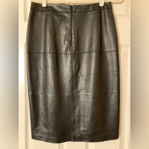 WHBM Genuine Leather Pencil Skirt Size 8 NWT Black in Color